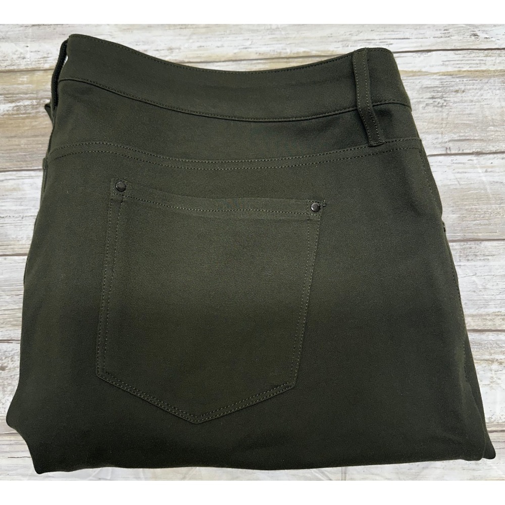Chicos Slim Leg Pants Olive Green‎ Size 3.5R 18R Womens Casual Career